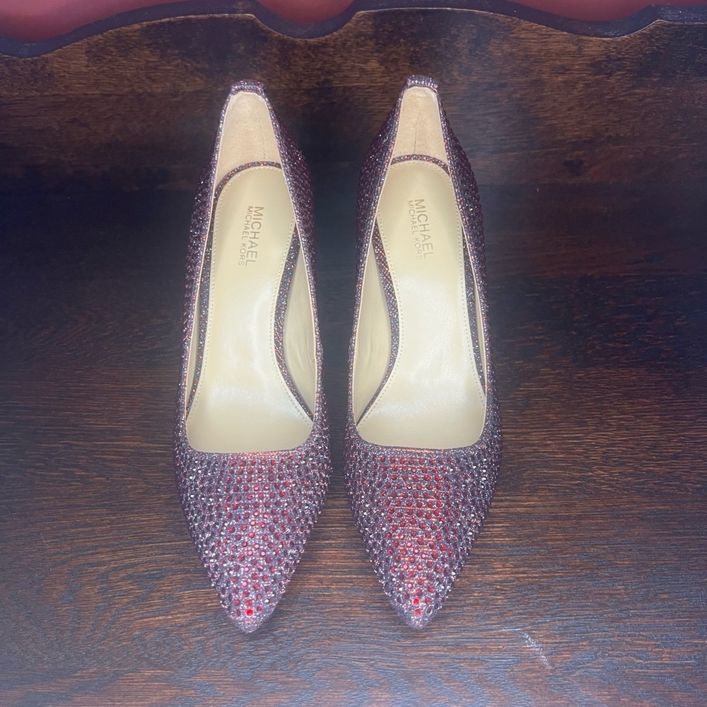 Michael Kors Red Rhinestone Studded Heels